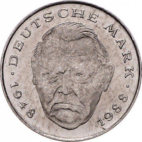 Awers monety - 2 marki 1988-2001 "Ludwig Erhard" Mała waga - cena  monety - Niemcy, RFN