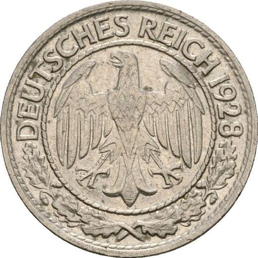 Awers monety - 50 reichspfennig 1928 D - cena  monety - Niemcy, Republika Weimarska