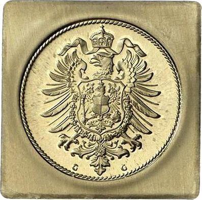 Реверс монеты - Пробные 10 пфеннигов 1873 года G Клипа Золото - цена  монеты - Германия, Германская Империя