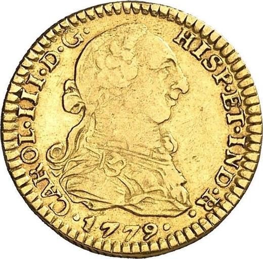 Аверс монеты - 1 эскудо 1779 года Mo FF - цена золотой монеты - Мексика, Карл III