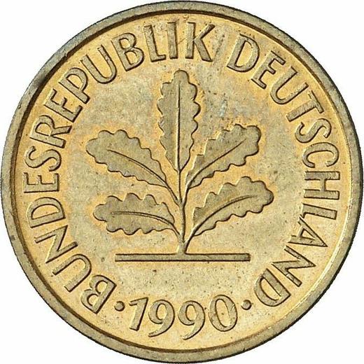 Reverso 5 Pfennige 1990 D - valor de la moneda  - Alemania, RFA