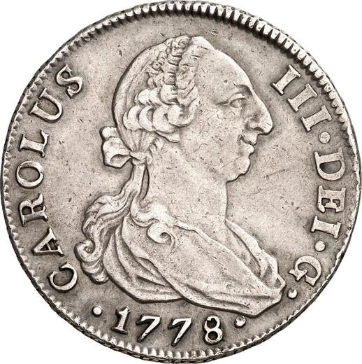 Аверс монеты - 4 реала 1778 года S CF - цена серебряной монеты - Испания, Карл III