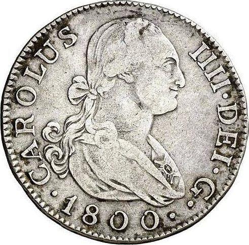 Аверс монеты - 2 реала 1800 года M FA - цена серебряной монеты - Испания, Карл IV