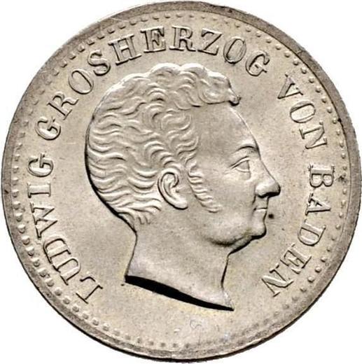 Awers monety - 10 krajcarow 1829 - cena srebrnej monety - Badenia, Ludwik I