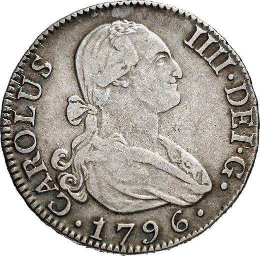 Аверс монеты - 2 реала 1796 года M MF - цена серебряной монеты - Испания, Карл IV