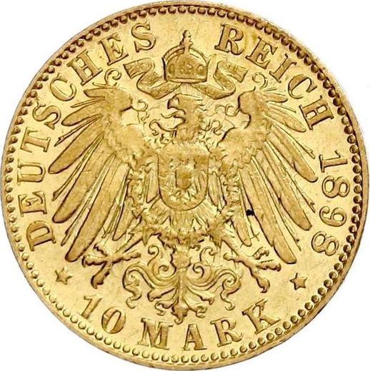 Reverso 10 marcos 1898 J "Hamburg" - valor de la moneda de oro - Alemania, Imperio alemán