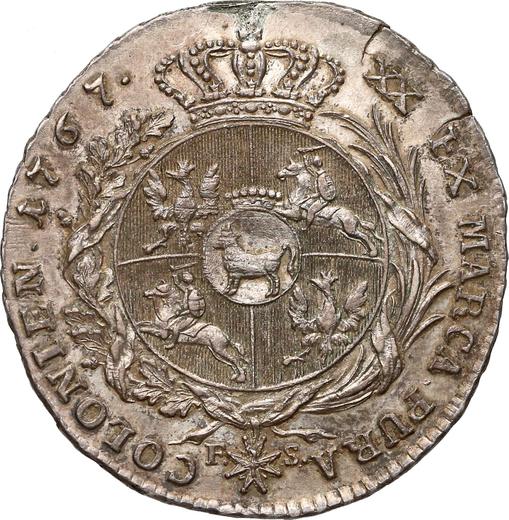 Reverso Medio tálero 1767 FS "Sin la cinta en el pelo" - valor de la moneda de plata - Polonia, Estanislao II Poniatowski