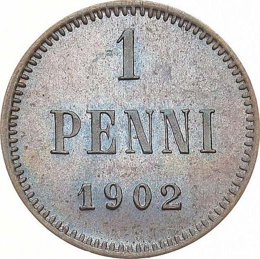 Реверс монеты - 1 пенни 1902 года - цена  монеты - Финляндия, Великое княжество