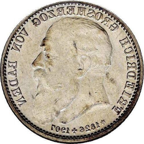 Реверс монеты - 2 марки 1907 года "Баден" Смерть Фридриха I Инкузный брак - цена серебряной монеты - Германия, Германская Империя