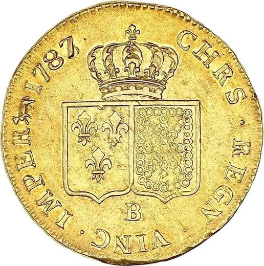 Reverse Double Louis d'Or 1787 B Rouen - France, Louis XVI