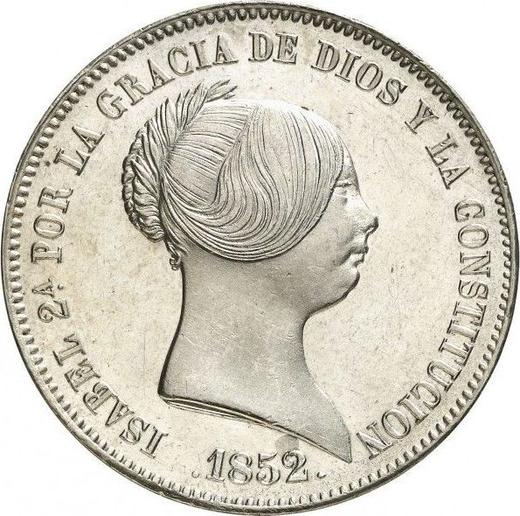 Anverso 20 reales 1852 Estrellas de seis puntas - valor de la moneda de plata - España, Isabel II
