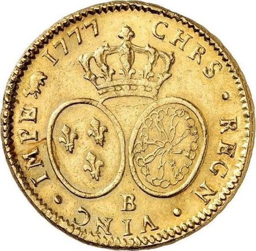Reverso 2 Louis d'Or 1777 B Ruan - valor de la moneda de oro - Francia, Luis XVI