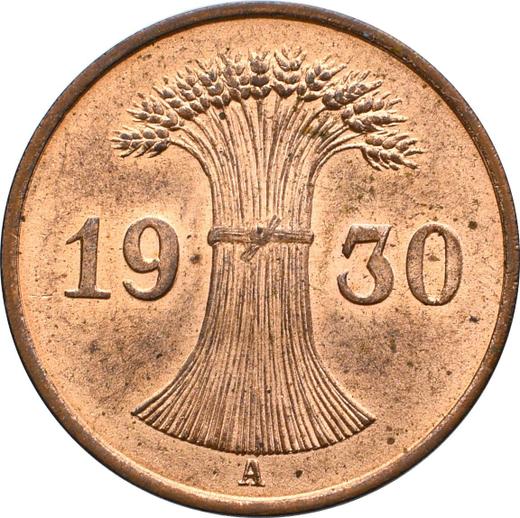 Reverso 1 Reichspfennig 1930 A - valor de la moneda  - Alemania, República de Weimar