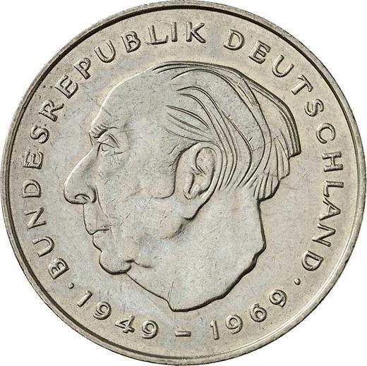 Аверс монеты - 2 марки 1978 года D "Теодор Хойс" - цена  монеты - Германия, ФРГ