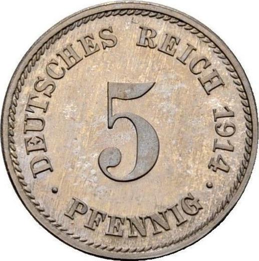 Аверс монеты - 5 пфеннигов 1914 года E "Тип 1890-1915" - цена  монеты - Германия, Германская Империя
