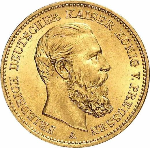 Аверс монеты - 20 марок 1888 года A "Пруссия" - цена золотой монеты - Германия, Германская Империя