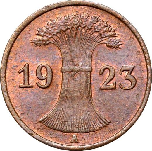 Реверс монеты - 1 рентенпфенниг 1923 года A - цена  монеты - Германия, Bеймарская республика