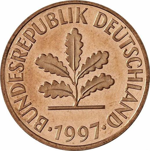 Реверс монеты - 2 пфеннига 1997 года J - цена  монеты - Германия, ФРГ