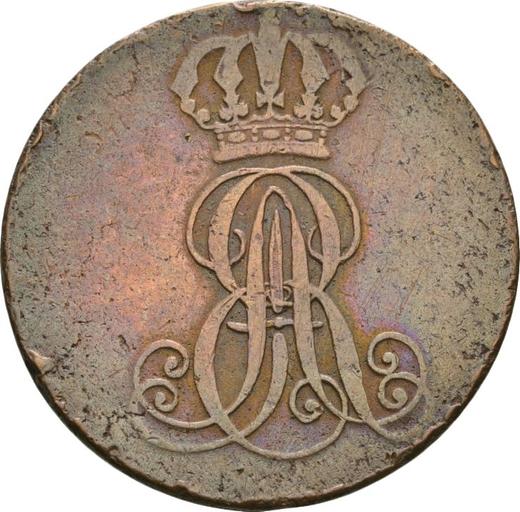 Аверс монеты - 2 пфеннига 1845 года A "Тип 1837-1846" - цена  монеты - Ганновер, Эрнст Август