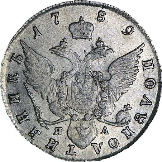 Reverso Polupoltinnik 1789 СПБ ЯА - valor de la moneda de plata - Rusia, Catalina II