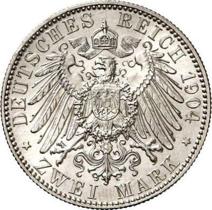Реверс монеты - 2 марки 1904 года E "Саксония" - цена серебряной монеты - Германия, Германская Империя