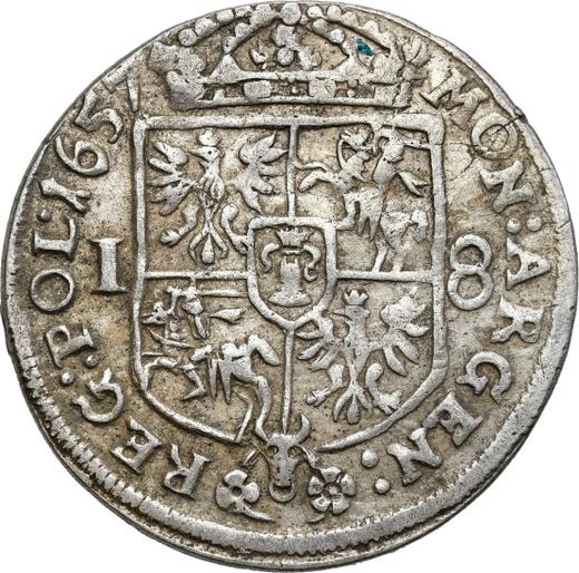 Реверс монеты - Орт (18 грошей) 1657 года IT - цена серебряной монеты - Польша, Ян II Казимир