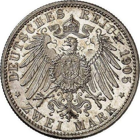 Reverso 2 marcos 1905 G "Baden" - valor de la moneda de plata - Alemania, Imperio alemán