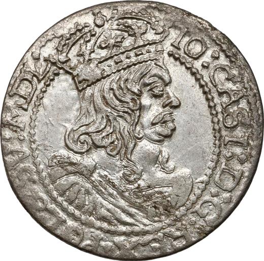 Anverso Szostak (6 groszy) 1664 AT "Retrato en marco redondo" - valor de la moneda de plata - Polonia, Juan II Casimiro