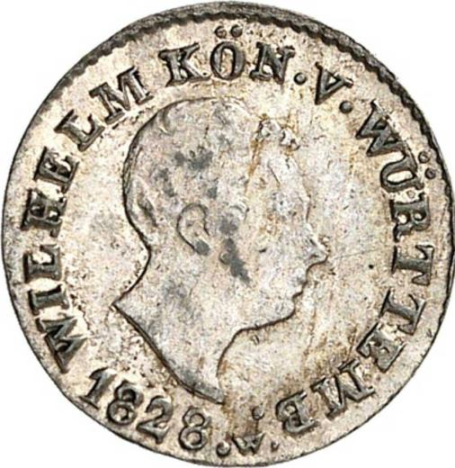 Anverso 1 Kreuzer 1828 W - valor de la moneda de plata - Wurtemberg, Guillermo I