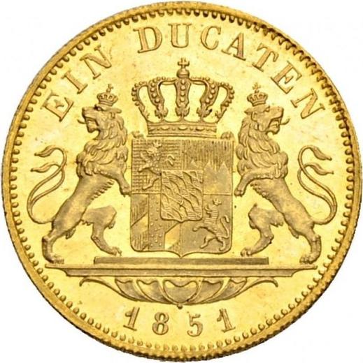 Rewers monety - Dukat 1851 - cena złotej monety - Bawaria, Maksymilian II