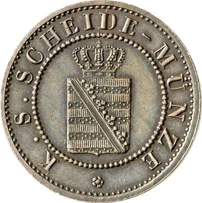 Аверс монеты - Пробные 5 пфеннигов 1857 года F - цена  монеты - Саксония, Иоганн