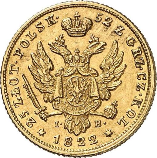 Rewers monety - 25 złotych 1822 IB "Małą głową" - cena złotej monety - Polska, Królestwo Kongresowe