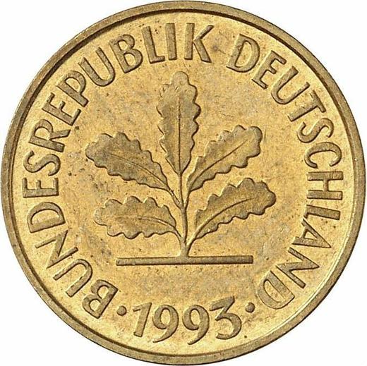 Reverso 5 Pfennige 1993 F - valor de la moneda  - Alemania, RFA