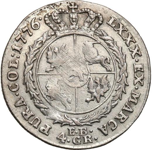Реверс монеты - Злотовка (4 гроша) 1776 года EB - цена серебряной монеты - Польша, Станислав II Август