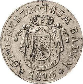 Аверс монеты - 6 крейцеров 1816 года - цена серебряной монеты - Баден, Карл Людвиг Фридрих