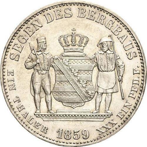 Реверс монеты - Талер 1859 года F "Горный" - цена серебряной монеты - Саксония-Альбертина, Иоганн