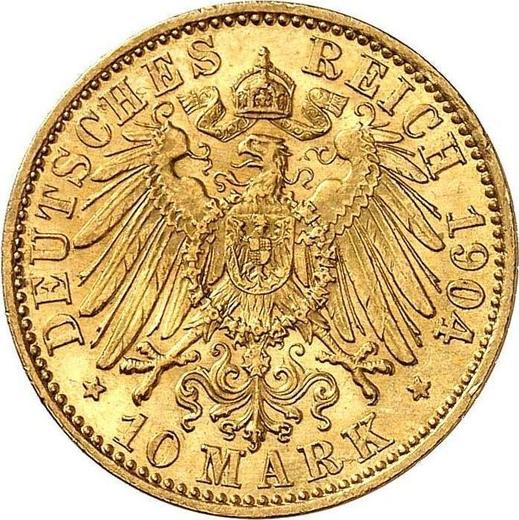 Reverso 10 marcos 1904 A "Prusia" - valor de la moneda de oro - Alemania, Imperio alemán