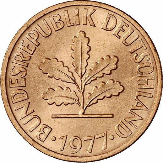 Реверс монеты - 2 пфеннига 1977 года F - цена  монеты - Германия, ФРГ