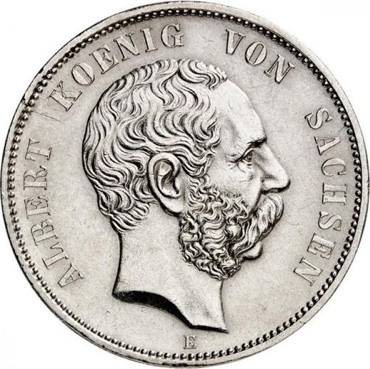 Аверс монеты - 5 марок 1875 года E "Саксония" - цена серебряной монеты - Германия, Германская Империя