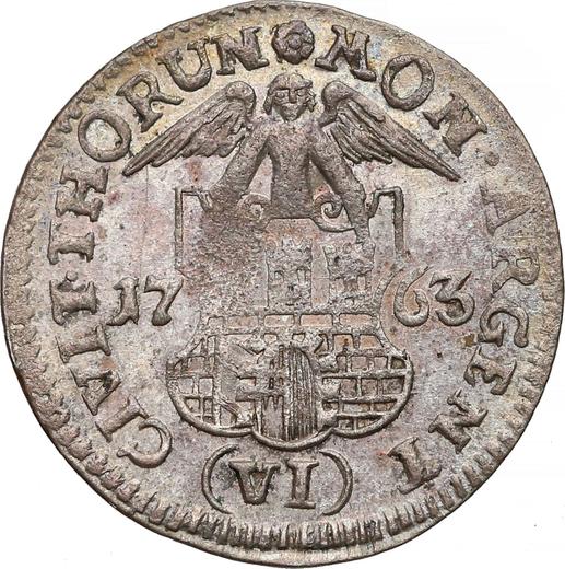 Rewers monety - Szóstak 1763 "Toruński" - cena srebrnej monety - Polska, August III