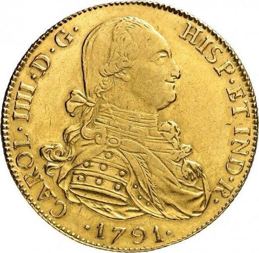 Anverso 8 escudos 1791 PTS PR "Tipo 1791-1808" - valor de la moneda de oro - Bolivia, Carlos IV