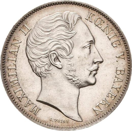 Аверс монеты - 1 гульден 1861 года - цена серебряной монеты - Бавария, Максимилиан II