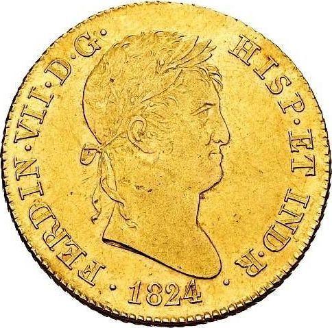 Avers 4 Escudos 1824 M AJ - Goldmünze Wert - Spanien, Ferdinand VII