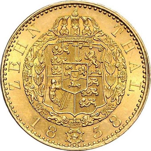 Реверс монеты - 10 талеров 1838 года B - цена золотой монеты - Ганновер, Эрнст Август