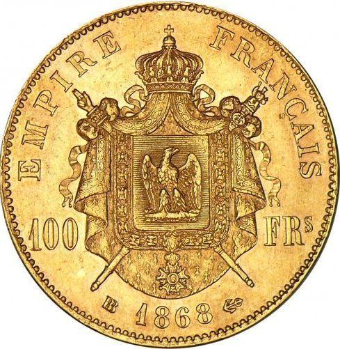 Reverse 100 Francs 1868 BB "Type 1862-1870" Strasbourg - France, Napoleon III