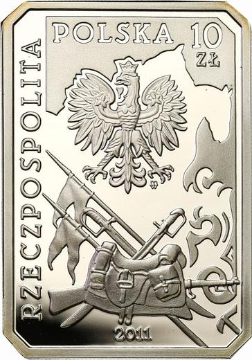 Anverso 10 eslotis 2011 MW RK "Jinete de la Segunda República polaca" - valor de la moneda de plata - Polonia, República moderna