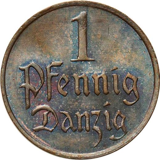 Реверс монеты - 1 пфенниг 1930 года - цена  монеты - Польша, Вольный город Данциг