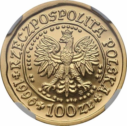 Awers monety - 100 złotych 1996 MW NR "Orzeł Bielik" - cena złotej monety - Polska, III RP po denominacji