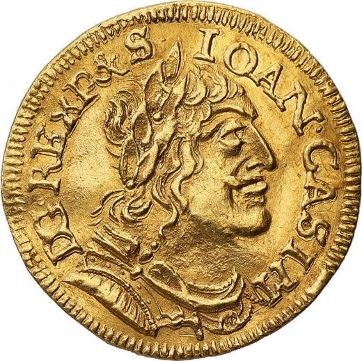 Anverso Ducado 1651 MW "Retrato con guirnalda" - valor de la moneda de oro - Polonia, Juan II Casimiro