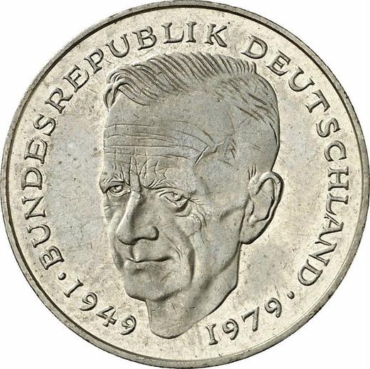 Аверс монеты - 2 марки 1991 года J "Курт Шумахер" - цена  монеты - Германия, ФРГ